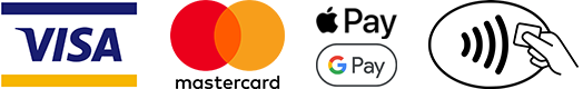 VISA Mastercard Apple Pay Google Pay Contactless Payment accepted